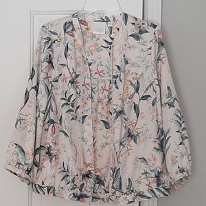 Lauren Conrad peach floral tassels silky poly jacket. SIZE M/L.